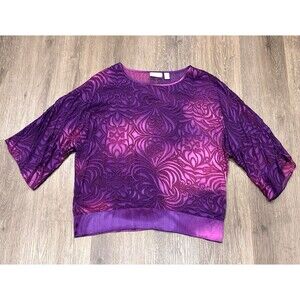 Chicos Velvet Burnout Top 2 Large Purple Whimsigoth Fairy Grunge Silk Blend